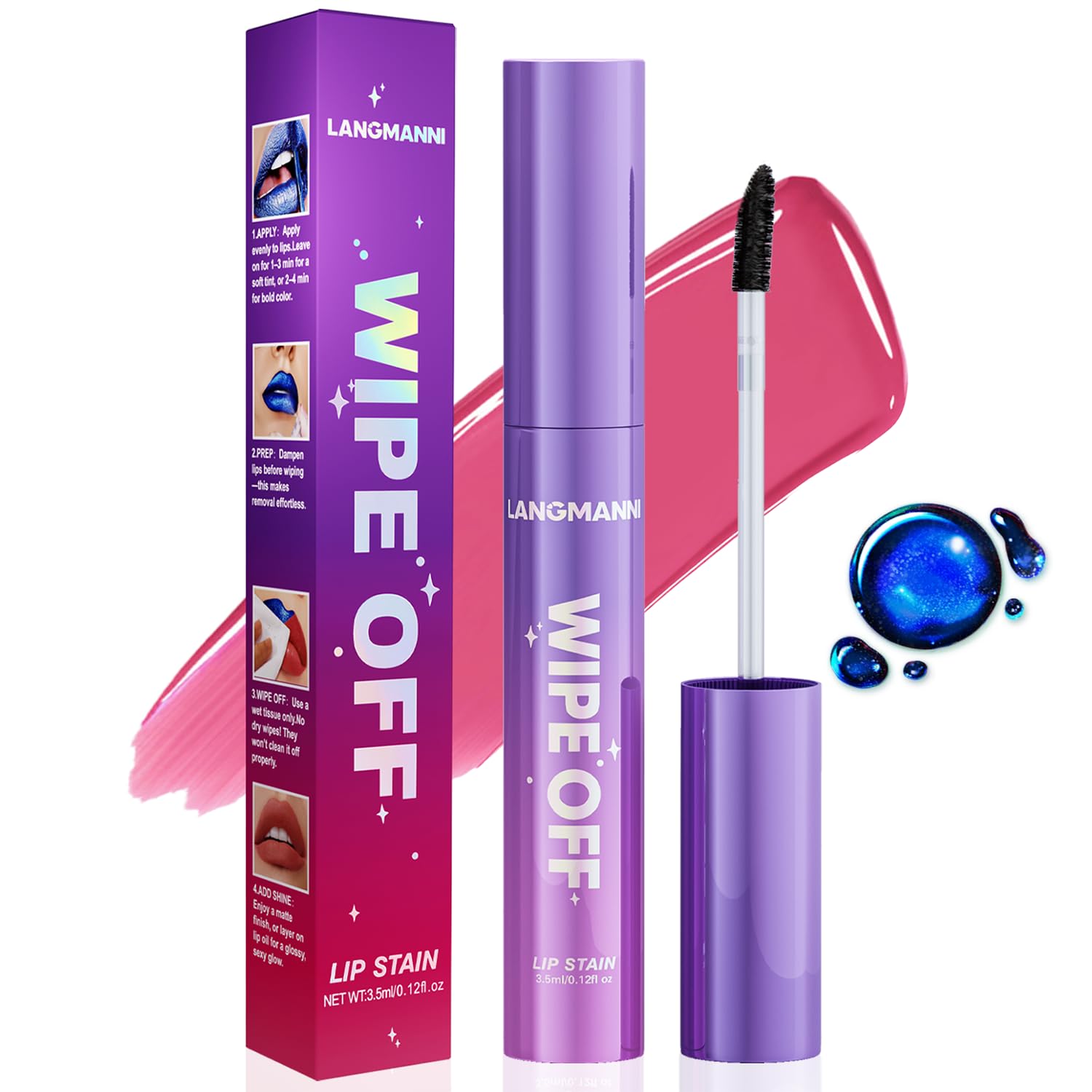 Jolilab Lip Stain Masque,Wipe Off Lip Tint,Waterproof,Transfer proof,Highly Pigmented,Ultra Long Lasting Lip Stain Peel off Makeup With Matte finish for All-day Wear.(#01 DEEP PLUM)