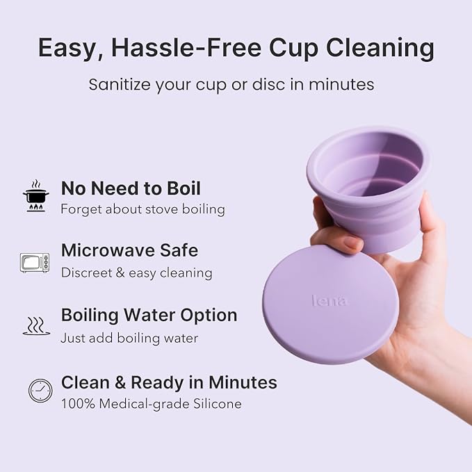 Lena Menstrual Cup Sterilizer Case, Compact, Collapsible Silicone Container for Cleaning Period Cup & Menstrual Disc, Travel, Home and Dorm, Menstrual Cup Cleaner, Feminine Care, Light Blue