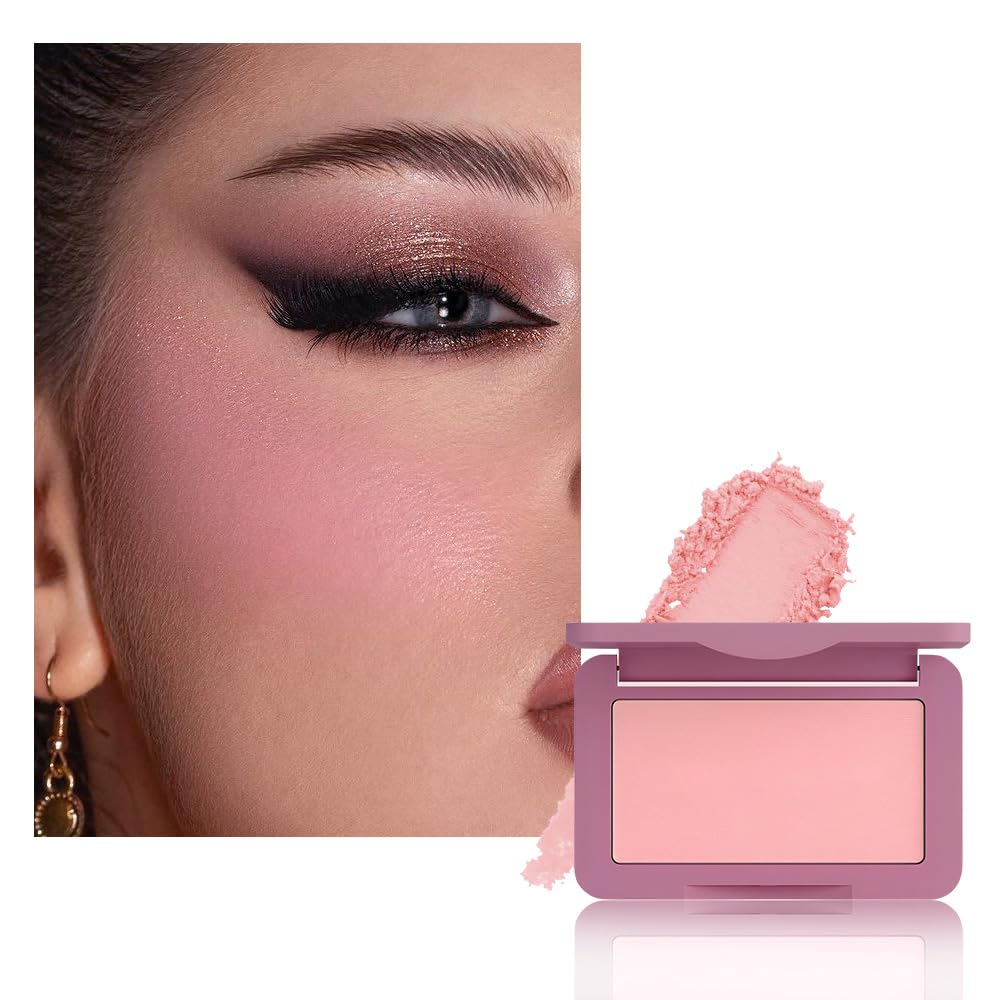 Pale Mauve Matte for Face Cheeks Blush,Natural Cream Blushes Makeup Palette, Light Monochrome Blush Creamy Powder Palette Makeup for Older Women, Blushes Eyeshadow Foundation for Every Day 06