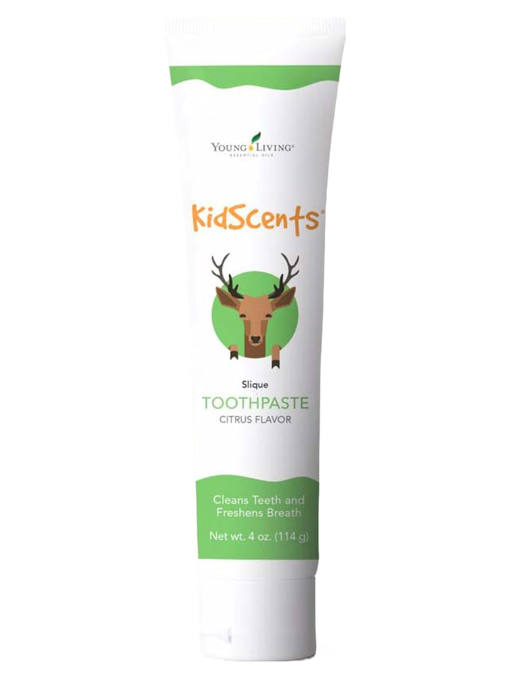 KidScents Slique Toothpaste by Young Living - 4 oz Tube - Gentle Dental Care for Kids - Premium Essential Oils - Citrus-Mint Flavor - Fights Plaque Removes Buildup and Stains - Fluoride and SLS Free