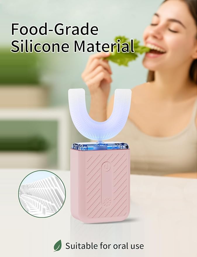 U-Shaped Electric Toothbrush for Adults, U-Shaped Electric Toothbrush with 360° Automatic Cleaning, Toothbrush with 4 Cleaning Modes