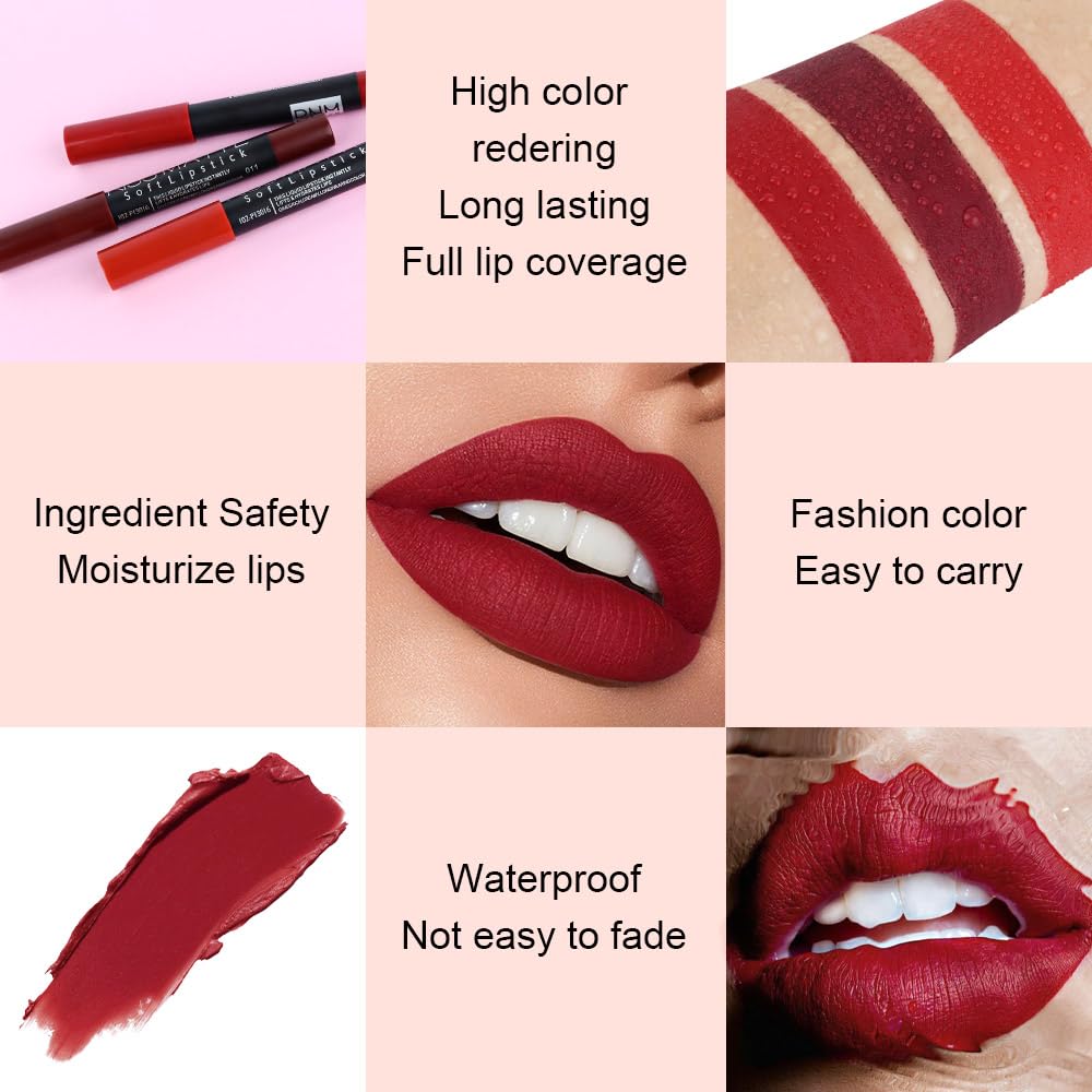 evpct 1Pcs Deep Dark Red Matte Lipstick and Lip Crayon Liner Pencil Pen Set for Women Lip Stain Long Lasting Waterproof labiales mate magicos 24 horas originales pintalabios permanente 24 horas 11
