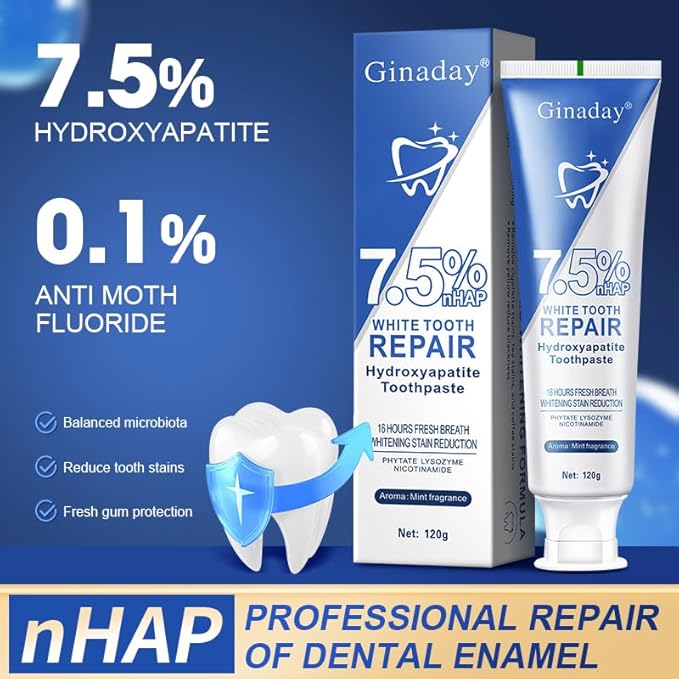 2 Pcs Hydroxyapatite Toothpaste, 7.5% Hydroxyapatite Toothpaste for Advanced Enamel Protection and Tooth Strengthening.