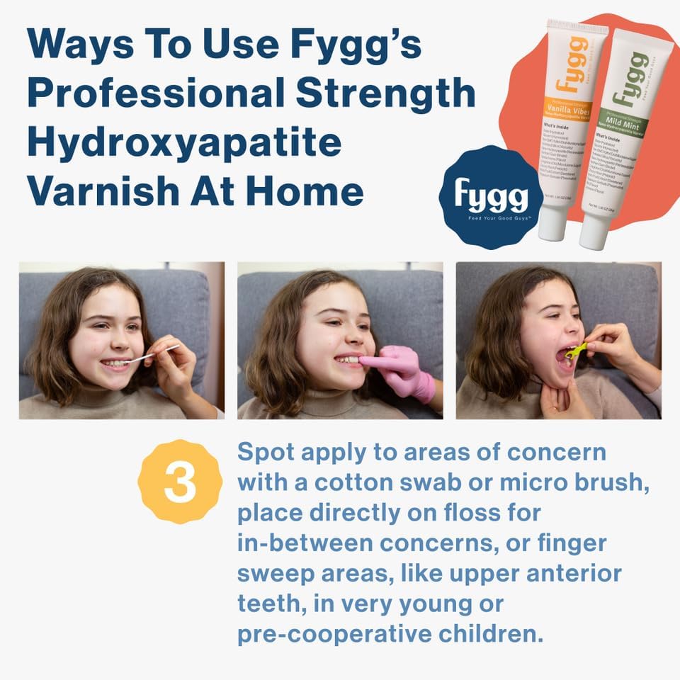 Fygg Nano-Hydroxyapatite Dental Varnish | Fluoride-Free Enamel Repair for Sensitive Teeth | Mild Mint Flavor, Suitable for Adults & Kids (1.36oz, Vanilla)