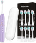 Electric Toothbrush Set, Comes with 8 Brush Heads & Travel Case,4 Modes with 2 Minutes Built in Smart Timer, One Charge for 60 Days, 42000 VPM Motor (Purple)