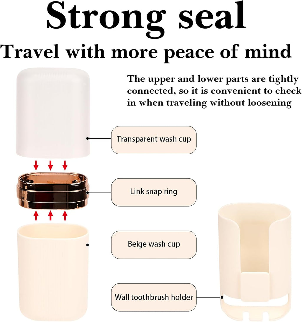 Wall Mounted Travel Toothbrush Holder for Dual Purpose, Portable Tooth Brush Case, Toothpaste Organizer for Bathroom, Dorm, Camping, Business Trip (White)