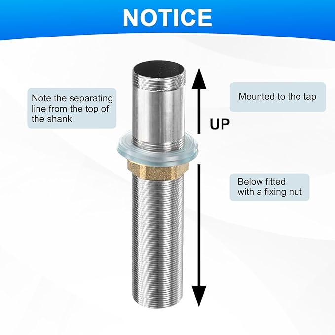 uxcell Faucet Mount Extension Shank 6"x 1.25" Stainless Steel Pipe Faucet Extension Nipple Locknut Kit Extension Threaded Lengthen Fixed High Foot with Raised Nut and Gasket Fittings
