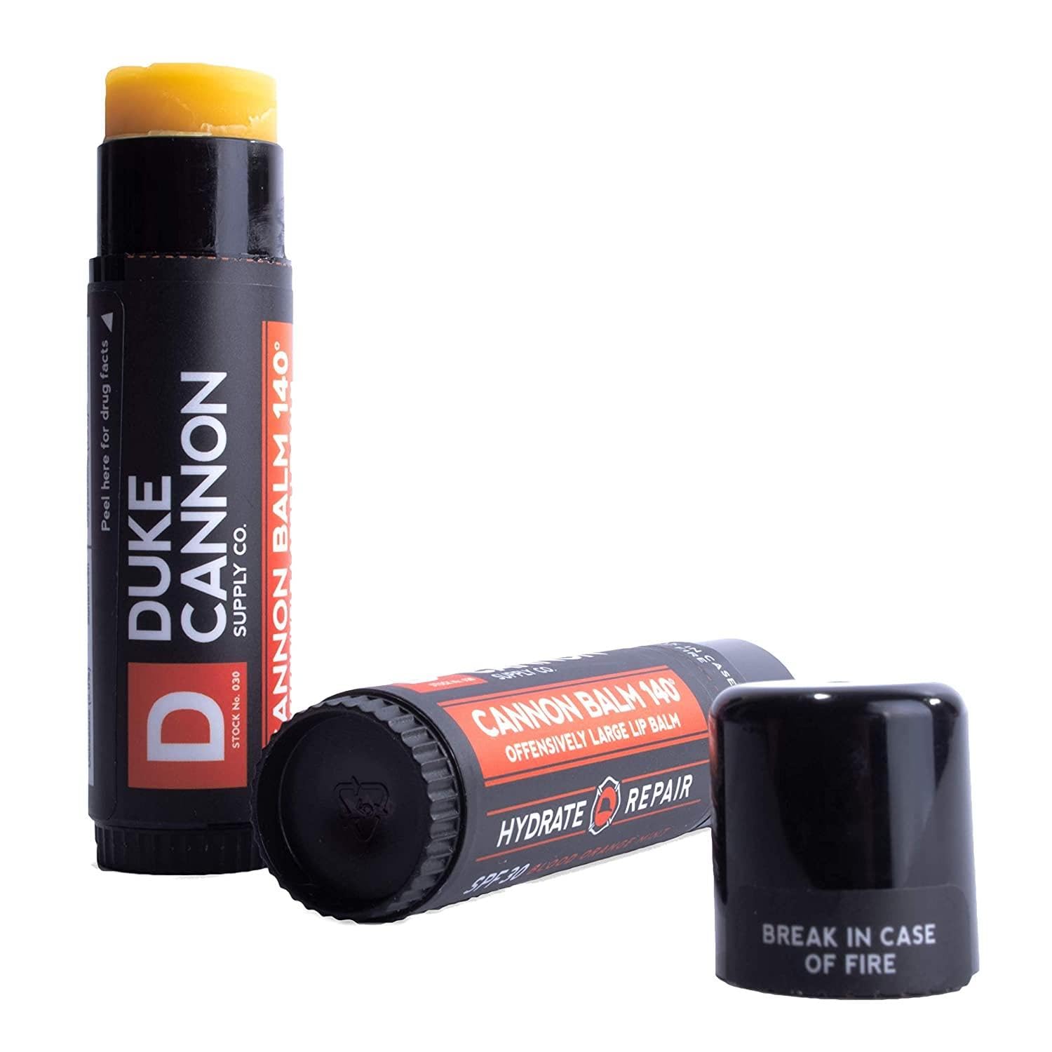 Duke Cannon Supply Co. Tactical Lip Protectant Cannon Balm 140° - (Blood Orange Mint Flavored) Superior Performance, SPF 30, Lip Balm for Hard Working Men, 0.56oz (3 Pack)