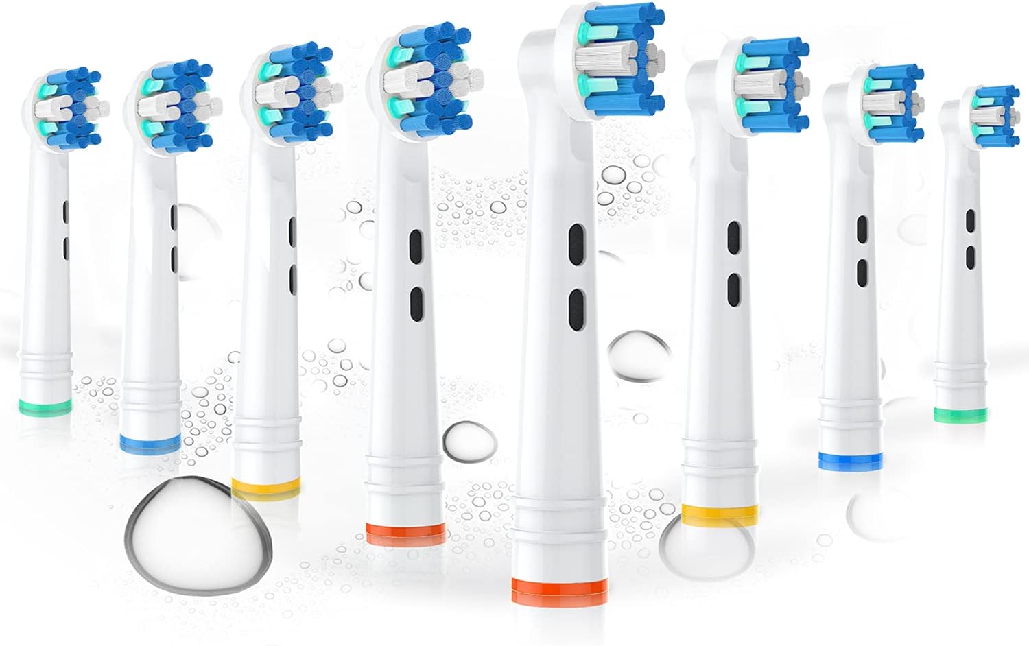Replacement Toothbrush Heads Fit for Oral B Electric Toothbrushes, 8pcs, Round Brush Head for FlossAction, Repuesto for Braun Type 3756 3757 3744 3765 4729 4739