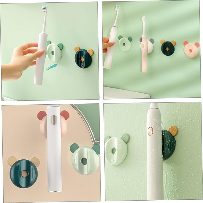 VANZACK 4pcs Magnetic Toothbrush Holders Bathroom Rack Decorative Storage for Electric Toothbrushes Mixed Colors Wall-Mounted Organizer for Family Use