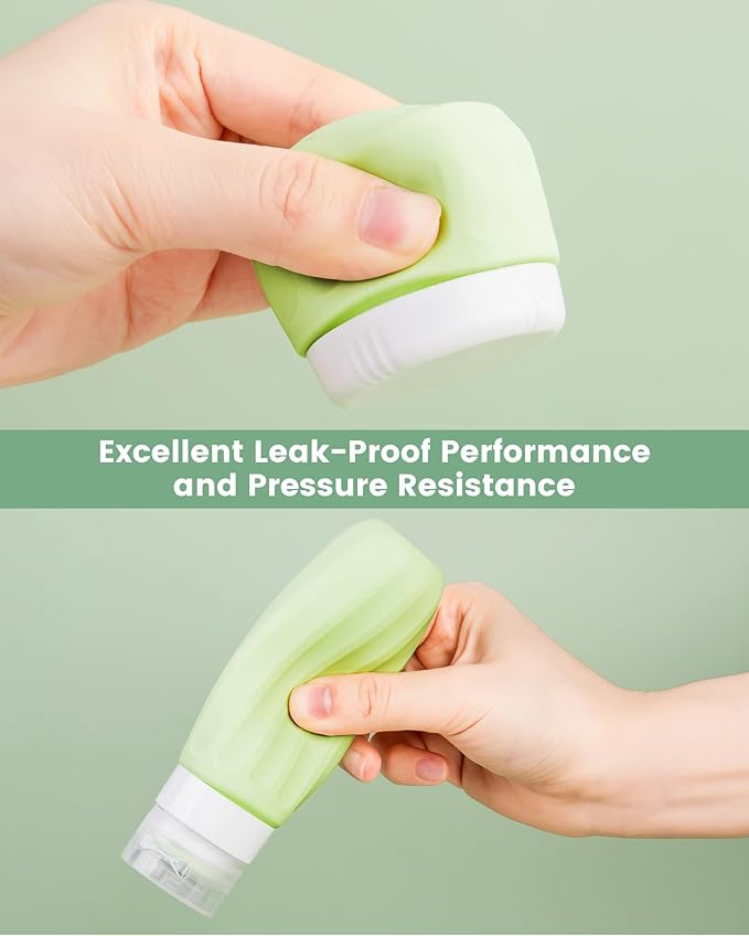 Travel Size Toiletries 10 Pack, TSA Approved 3oz & 1oz Silicone Refillable Containers with Clear Travel Bag