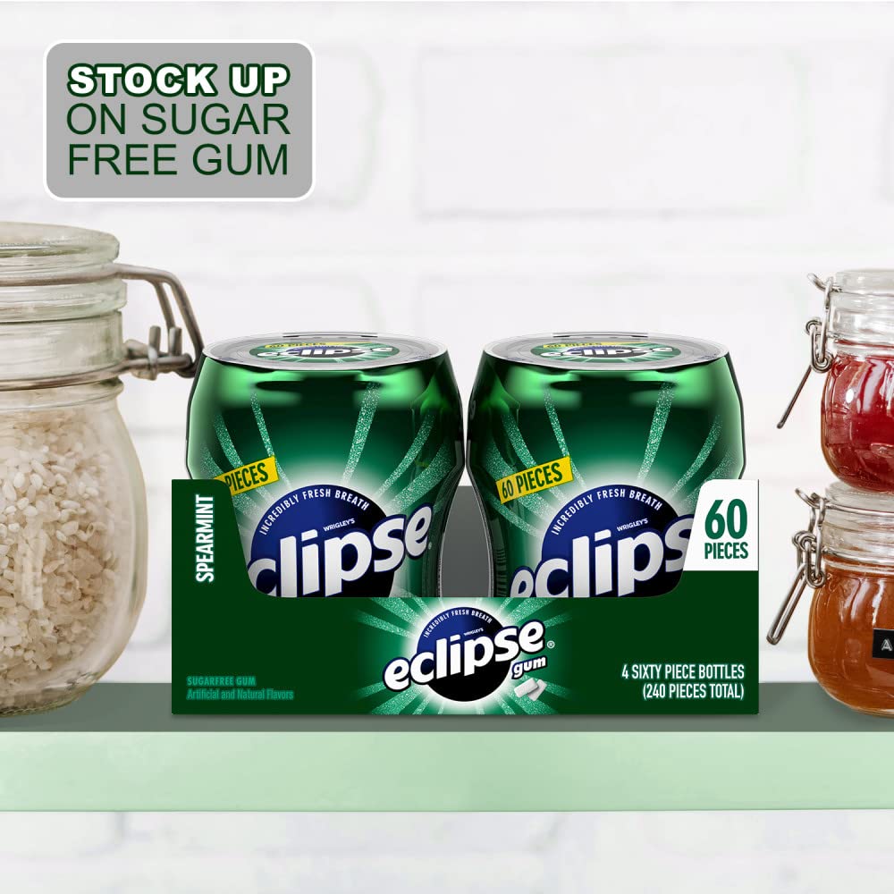 ECLIPSE Spearmint Sugarfree Gum, 60 Count (Pack of 4)