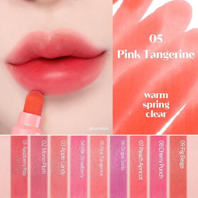 ETUDE Dear Darling Marker Tint #5 Pink Tangerine (5g) | Hydrating & Long Lasting Lip Stain | High Pigmented Lip Maker with Easy Drawing Tip | Korean Daily Lip Tint, Korean Makeup, Kbeauty
