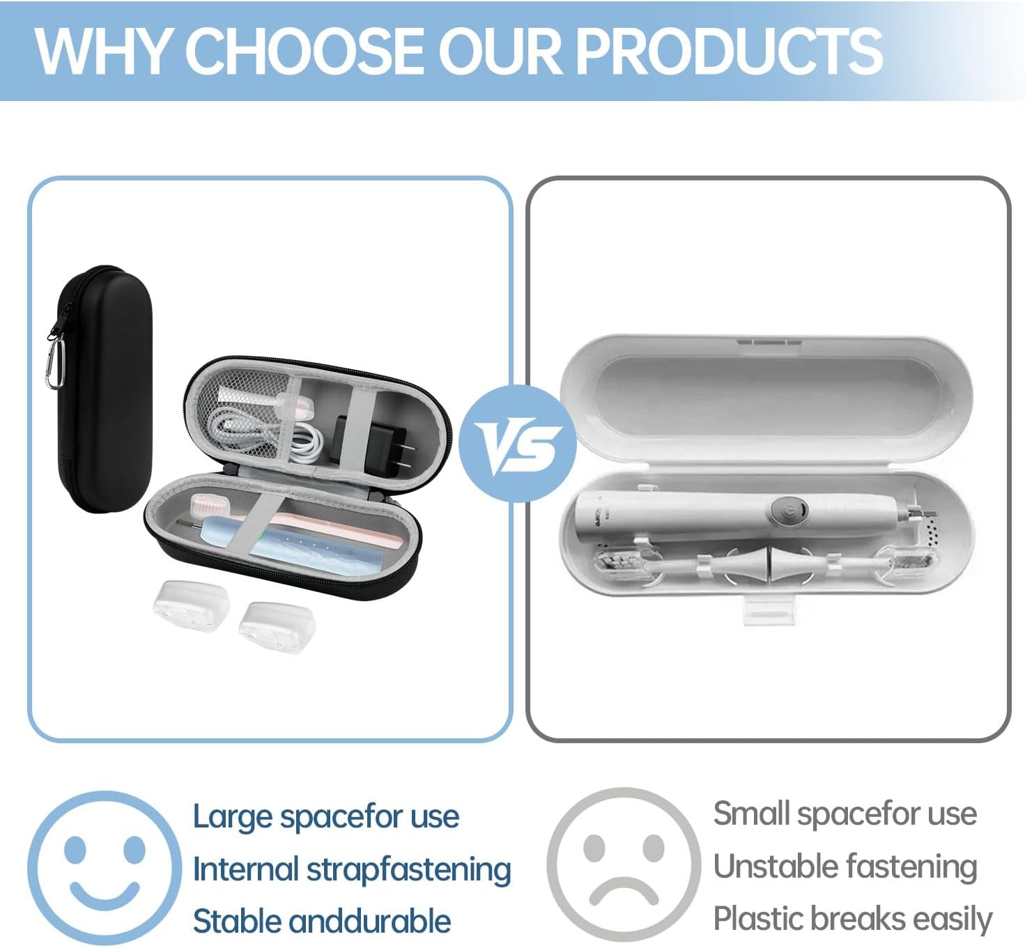 Toothbrush Travel Case for Oral B/Oral-B Pro 1000 1500 5000 7000 7500 6000 9600 for Phlips 4100 5100 Electric Toothbrush Carrying Bag,Portable Hard Protective Storage Bag with Mesh Pocket