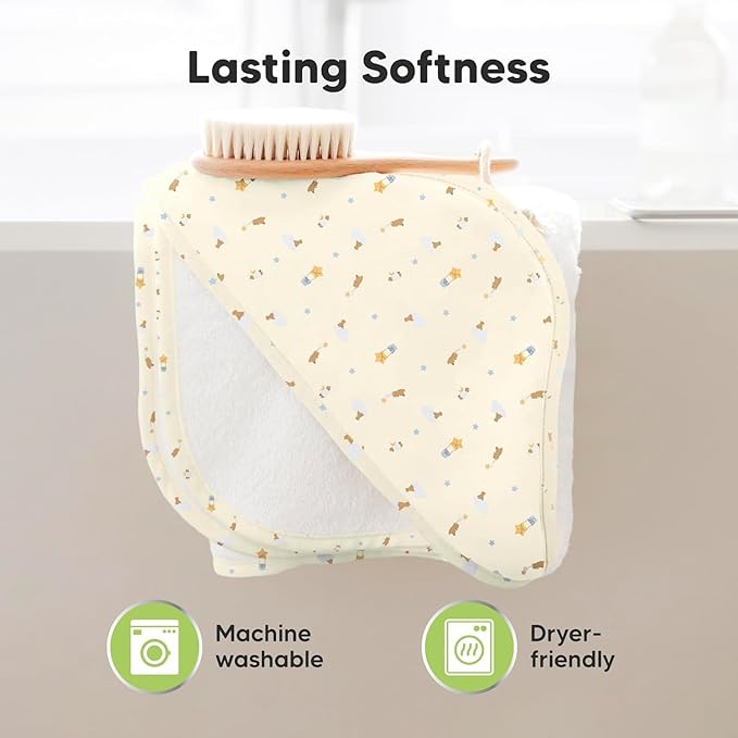 KeaBabies Hooded Baby Towel for Newborn - Viscose Derived from Bamboo Large Baby Bath Towels with Hood for Boys, Girls, Toddler, Extra Absorbent & Soft Newborn Bath Essentials (Dreamers, Regular)