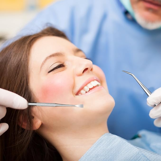 6 Pcs Dental Tools Set, Stainless Steel Teeth Cleaning Tools with Case, Including Dental Mirror, Plaque Tartar Remover for Teeth, Tweezers, Probe, and Pick Scaler for Oral Care