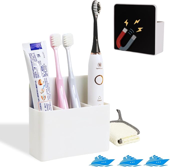 Cruise Essentials 2025 – Magnetic Toothbrush Holder for Cruise Ship Cabin, Wall-Mounted Cruise Bathroom Organizer, Travel Toothbrush Holder for Caribbean Cruise & Alaskan Cruise Must Haves