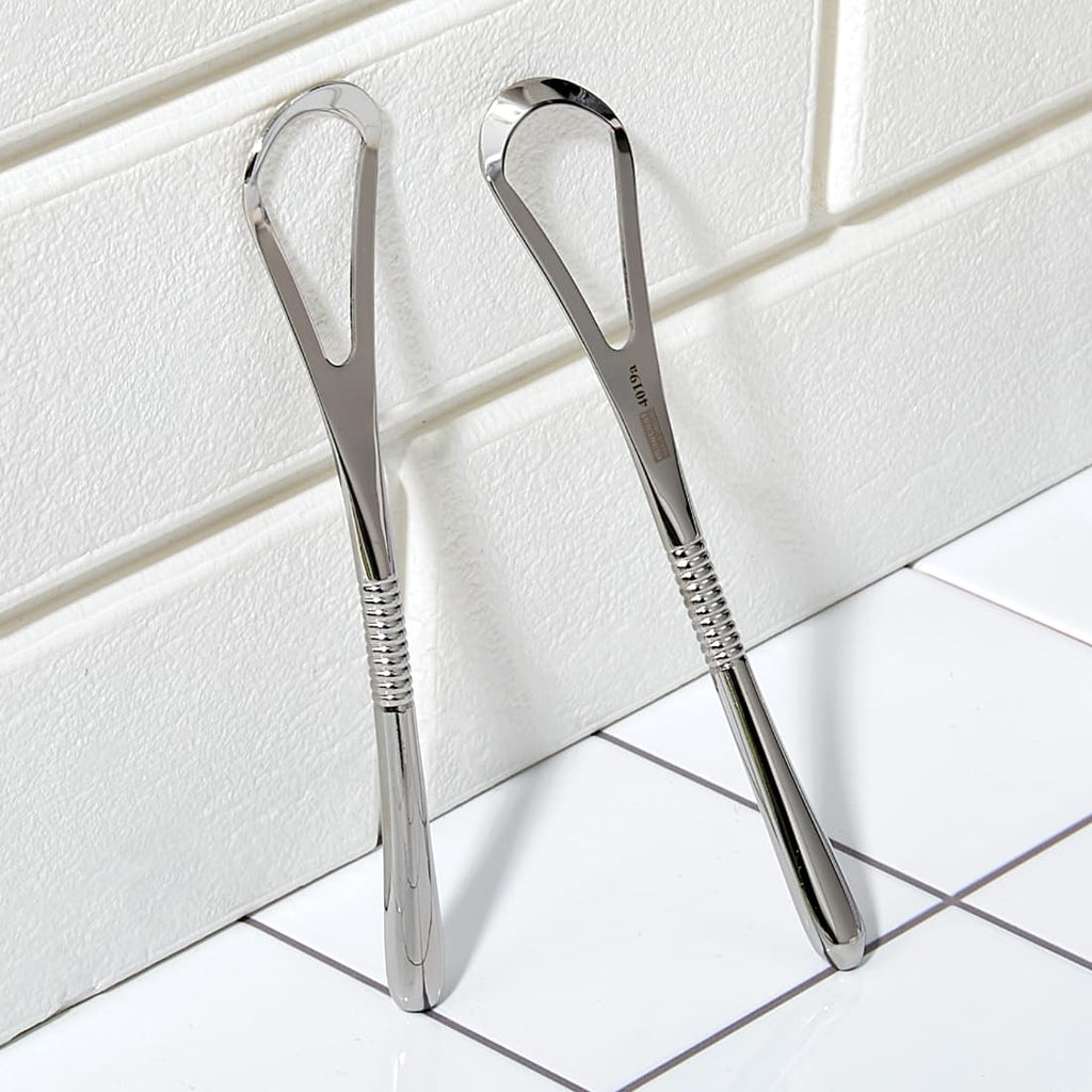 IBANCOOL Tongue Scraper – 316L Stainless Steel Tongue Cleaner with Ergonomic Design to Minimize Gag Reflex, Deep Cleaning Tool, Made in Korea (Wide type for Adults)