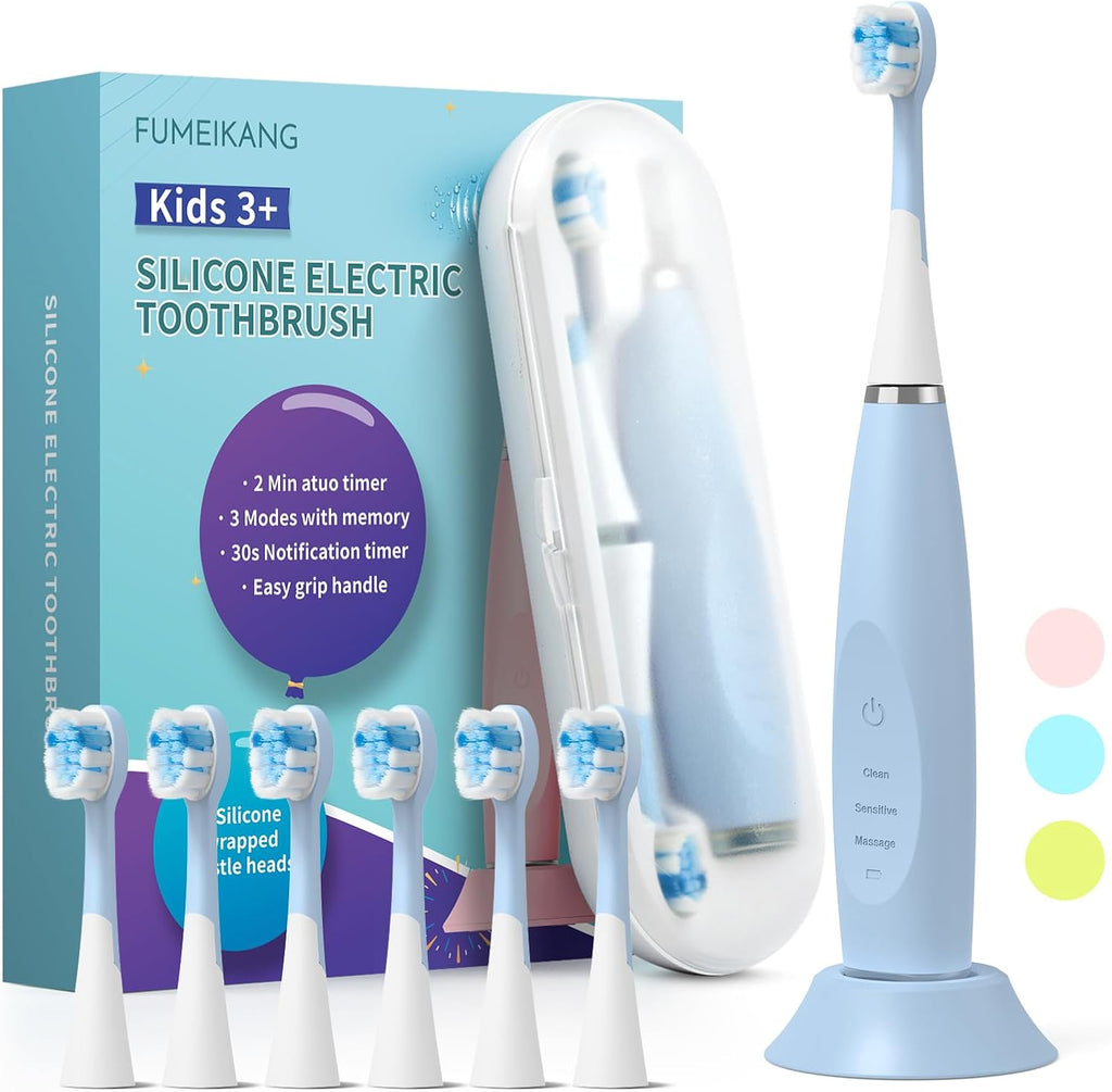 Kids Electric Toothbrushes Sonic Rechargeable Tooth Brush Gifts for Boys and Girls Smart Timer Power Toothbrush - Blue 3 4 5 6 7 8 9 10 11 12 (Blue)