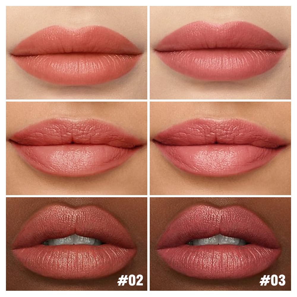 2Pcs Matte Lipstick Crayon Set for Women, 24 Hour Coral Pink Nude Pink Lipstick Lip Liner Pencil Long Lasting Waterproof Smudge Proof, Neutral lip liner marker Easy Application Full Coverage