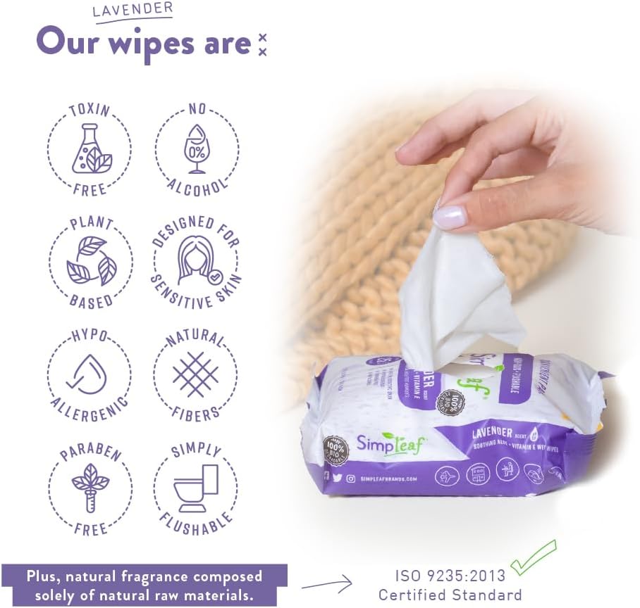 Simpleaf Flushable Wet Wipes Aloe Vera| Eco-Friendly, Paraben & Alcohol Free | Hypoallergenic & Safe for Sensitive Skin | Soothing Aloe Formula | (16 x 25 Counts Convenient Pack) 400 Counts Total