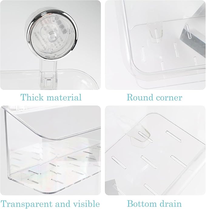 2 Pack Bath Toy Storage Organizer,Kids Bathtub Toy Holder with Drain Holes,clear Powerful Suction Shower Caddy for Bathtub,No Drilling Shower Caddy Suction Cup for Bathroom,Kitchen