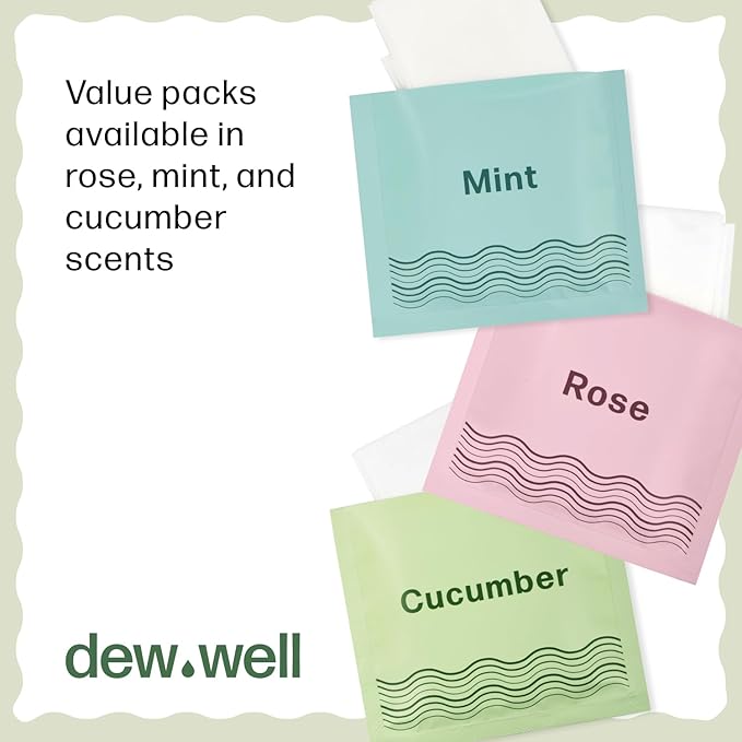 Dew Well Deodorant Wipes - Individually Wrapped Travel Wipes - On-the-Go Travel Toiletries - Natural Deodorant Formula - 50 Count, Pack of 1, Cucumber