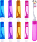 8Pcs Foldable Travel Toothbrush Set with Case, Soft Bristles Mini Compact Portable Folding Toothbrush, Individually Wrapped Small Toiletry Essential for Camping Trips (Multicolor)