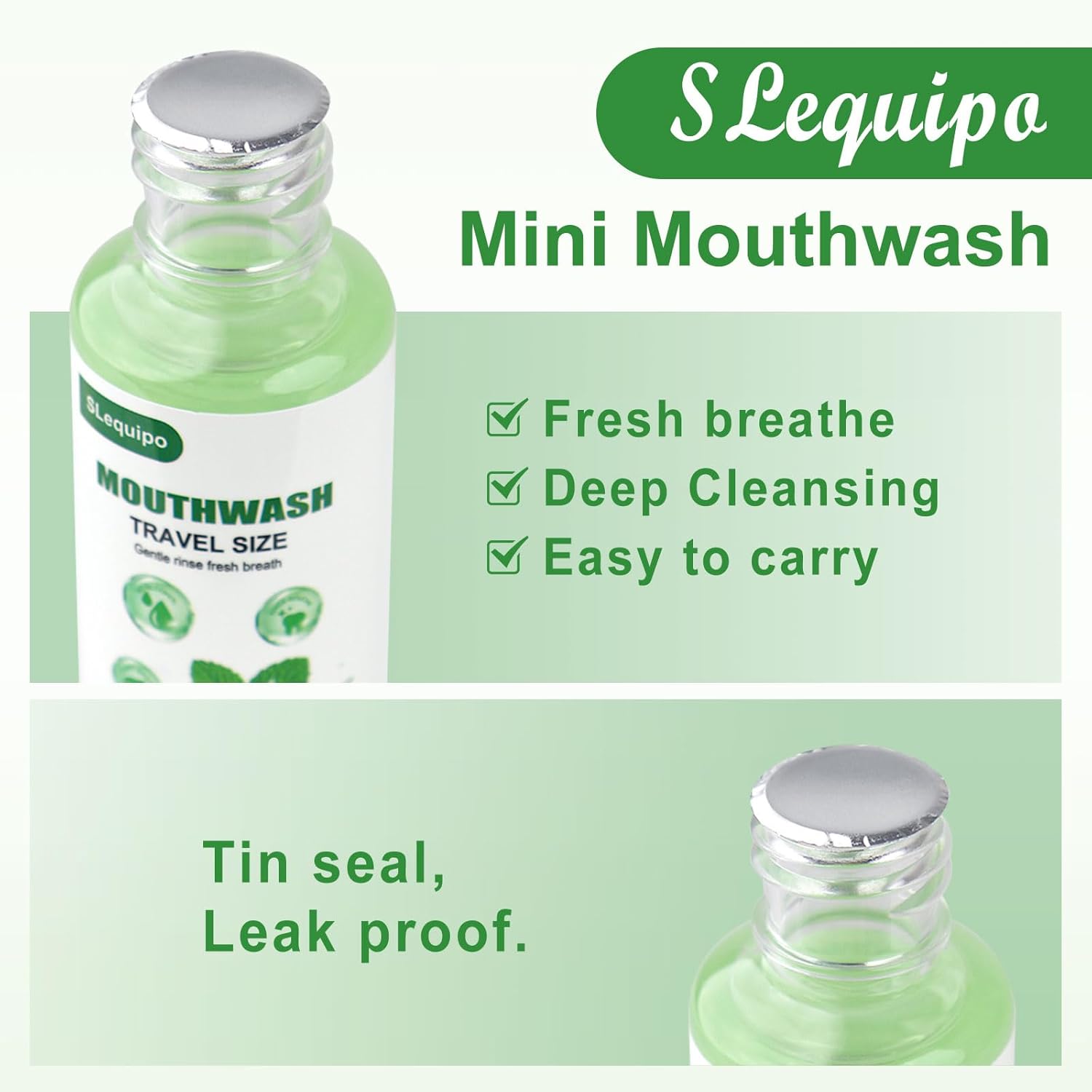 Travel Size Mouthwash Bulk Mini Fresh Mint Portable Mouthwash Individual Bottles 35ml/1.2fl oz for Travel Toiletry Kits (10)
