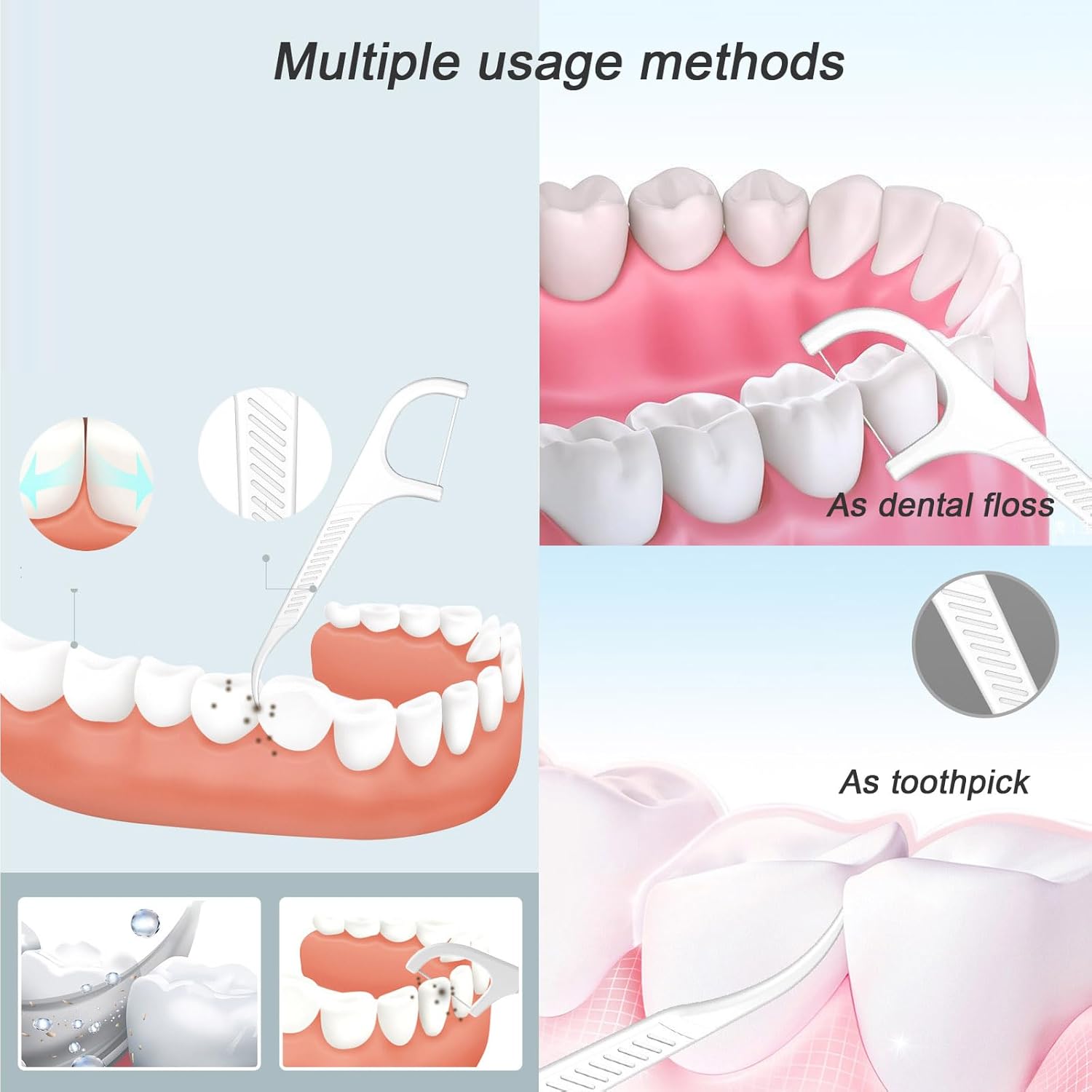 100 Count Dental Floss Picks Flossers for Adults Kids Independent Packaging Disposable Portable Household Travel Use Tensile, White