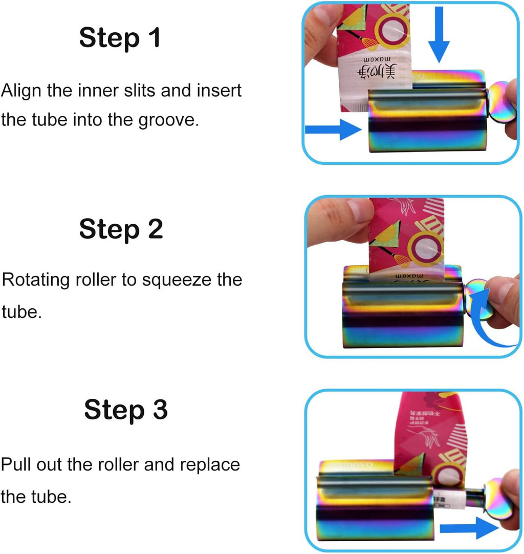 Toothpaste Squeezer - Metal Tube Squeezer Stainless Steel Tube Wringer UDQYQ Toothpaste seat Holder Stand (Iridescent)