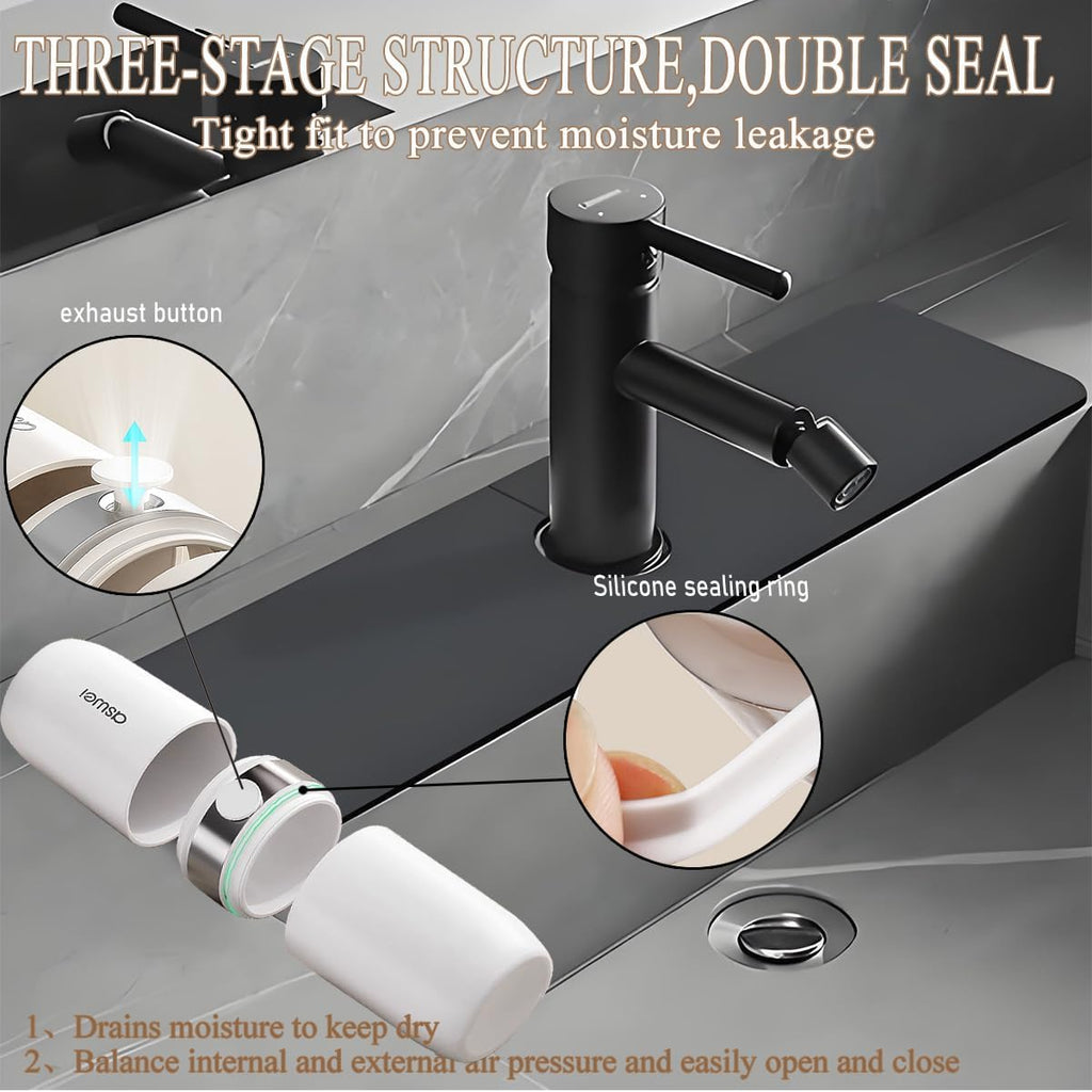 Travel Toothbrush Cup Case,Portable Toothbrush Holder and mouthwash cup Travel Toothbrush Container,Toothbrush box set with exhaust button,for Camping, Traveling, Home, School, Business