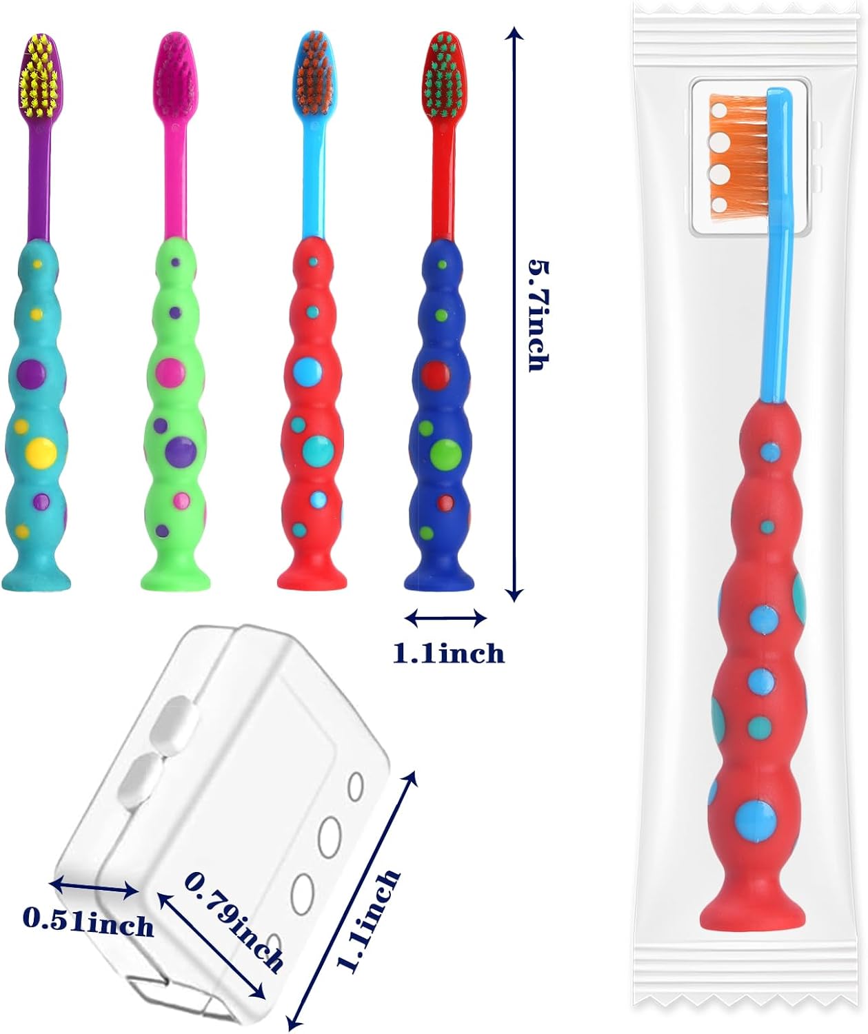 100 Pack Kids Toothbrush Soft bristles Toddler Lovely Toothbrush with Suction Cup Bulk, Includes Travel Covers, Individually Wrapped Toothbrushes for Kid Home School Daycare Camp (Candy)