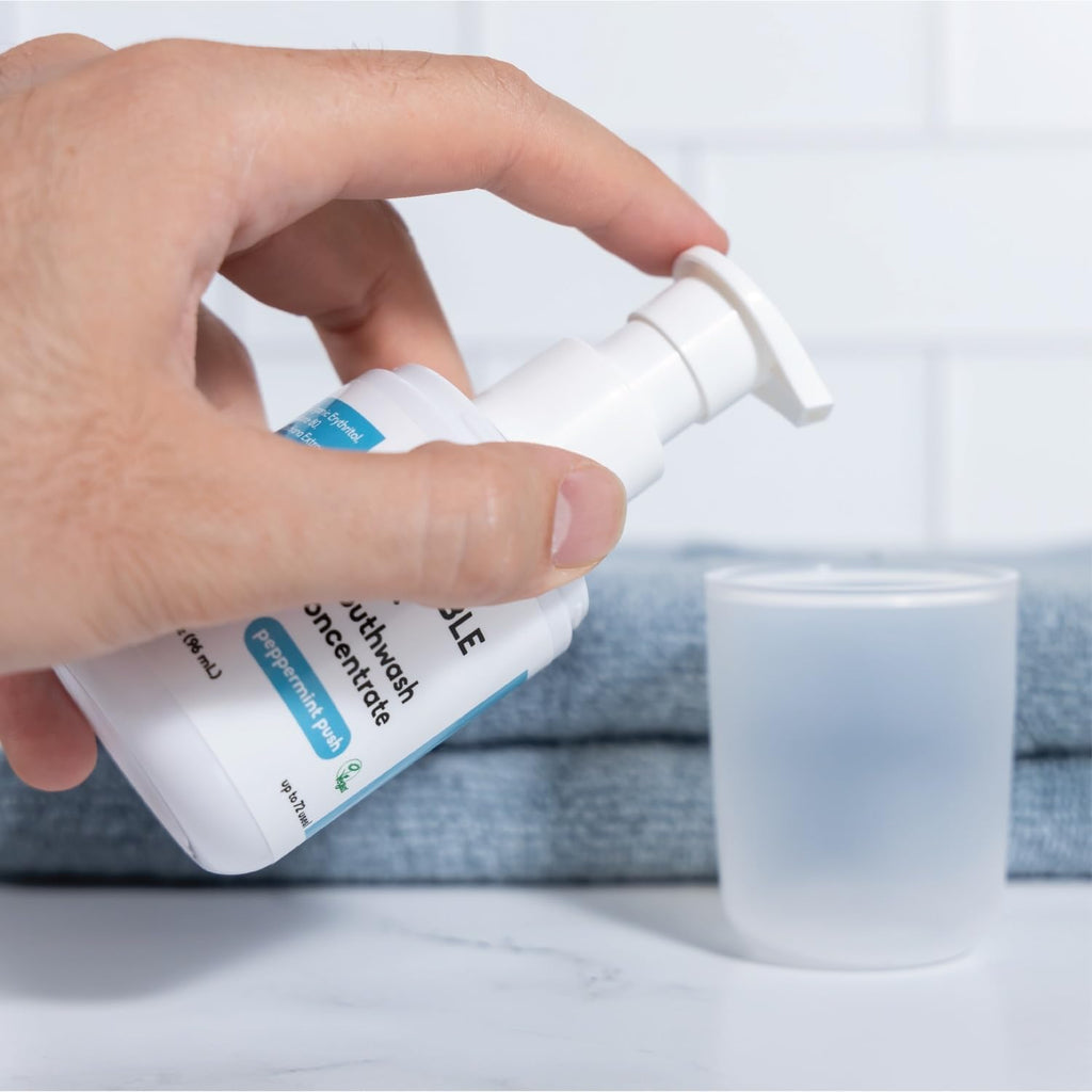 The Humble Co. Mouthwash Concentrate – Natural Mouthwash to Support Fresh Breath, Cavity Protection, Gum Health, and Helps Remove Plaque, Vegan & Cruelty-Free Oral Care, 2pk (Peppermint 3.25 oz)