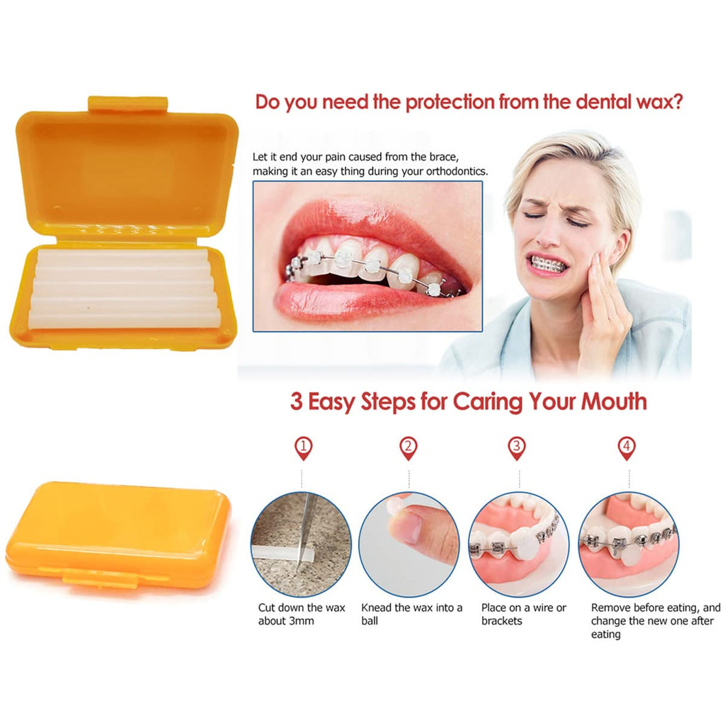 Braces Cleaning Kit for Teeth, Portable Orthodontic Toothbrush Kit Oral Care Dental Travel Kit - Interdental Brush Dental Wax Dental Floss Toothbrush Box (Orange)