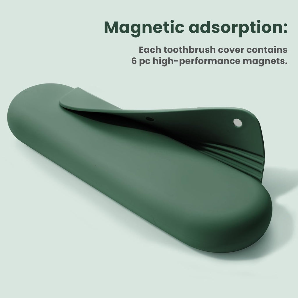 Silicone Electric Toothbrush Travel Cover, Toothbrush Travel Containers Bag Case,Keeps Toothbrush Fresh and Clean, Fits Most Manual and Electric Toothbrushes - Midnight Green