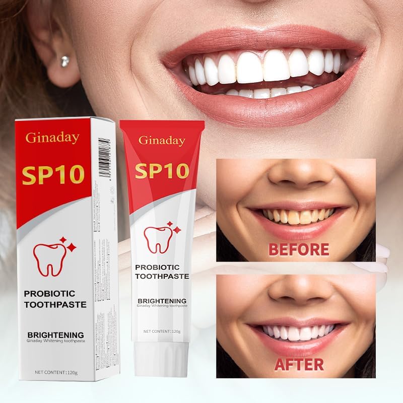 SP10 Probiotic Whitening Toothpaste, Deep Cleaning Care Remove Yellow Tooth Stains, with Probiotic Oral Health Management, Fresh Breath.