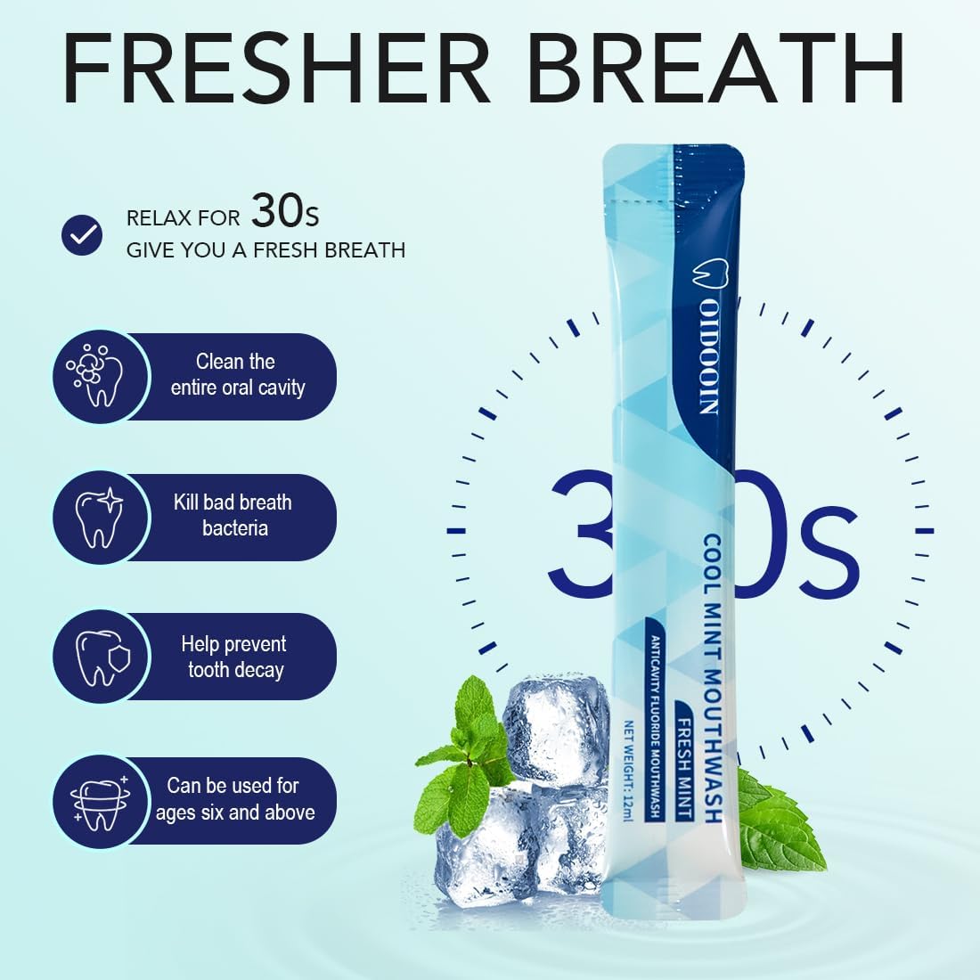 Strong Mint Mouthwash Alcohol Free, Mouth Wash for Adults, TSA Approved Mouthwash Bulk, Travel Mouth wash Prevents Cavities, Fluoride Free, Fresh Mint (0.41 Fl Oz (Pack of 20)