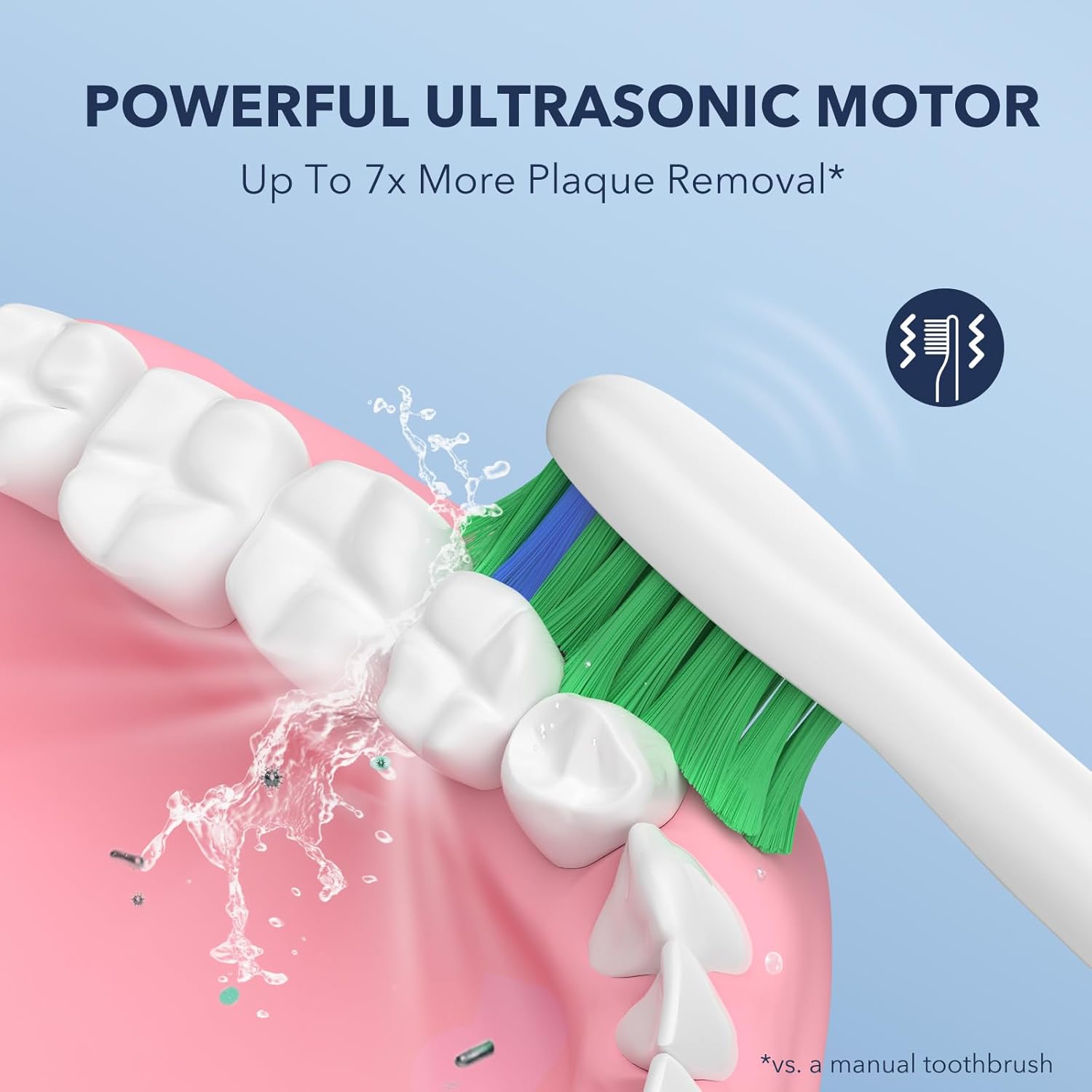 ARISSON Sonic Electric Toothbrush for Adults and Kids, 40,000 VPM Power Toothbrush, 1.5H Fast Charge Ultrasonic Electric Toothbrushes with 2 Minutes Smart Timer, White on Peach Orange