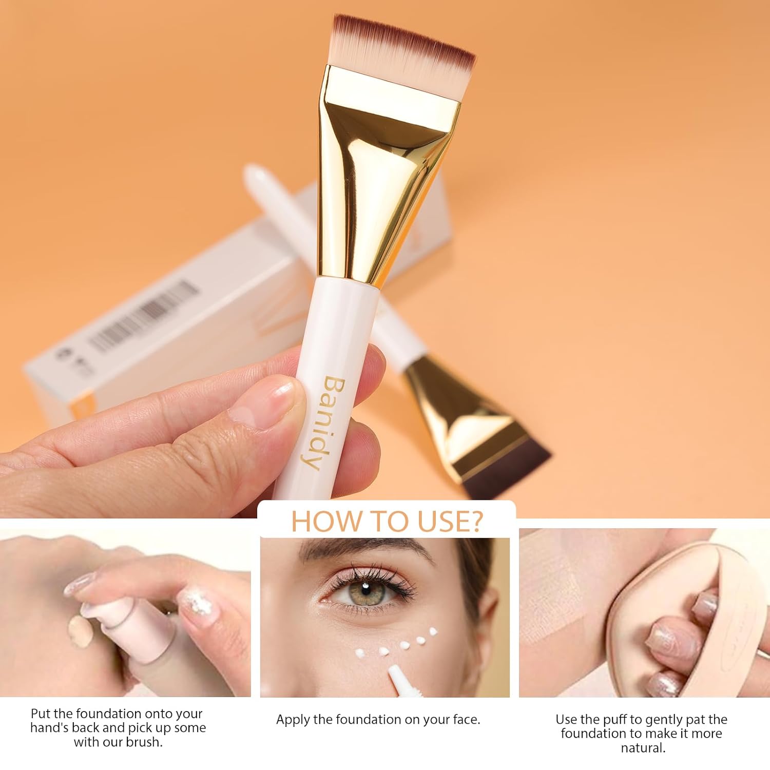 2pcs Flat Foundation Brush for Liquid Makeup,Ultra Thin Liquid Premium Makeup Face for Blending, Cream, Face Flat Makeup Tool