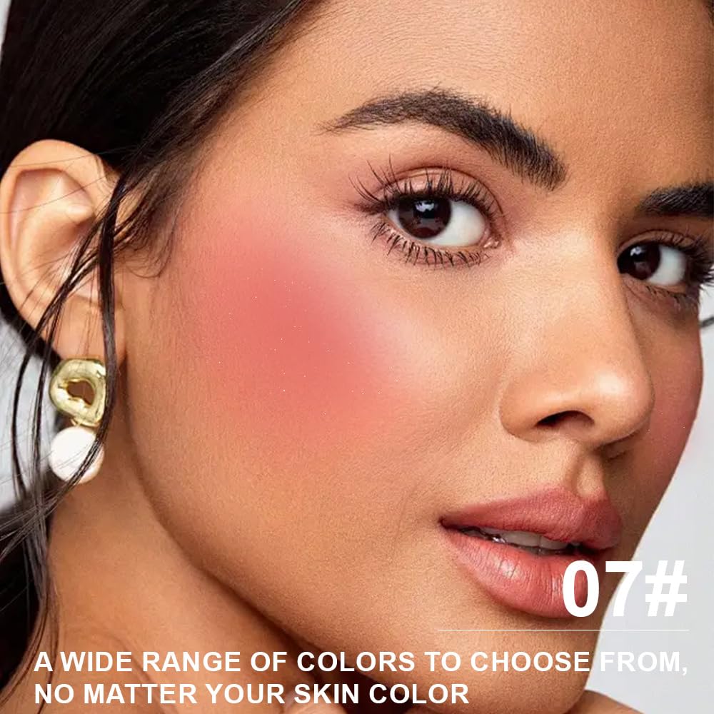 Matte Powder Blush for Cheeks – Long Lasting Natural Face Blusher Makeup, Lightweight Blendable Cheek Color for Women, Vegan & Cruelty-Free – #07 Coral Orange Red