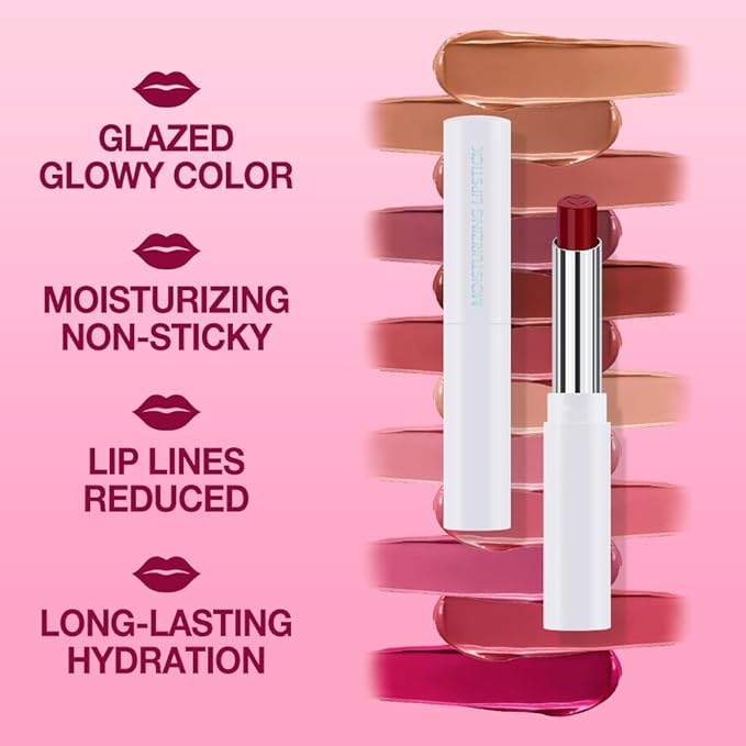 Tinted Lip Balm Moisturizing Lipstick, Red Berry Hydrating Lipstick for Women, 24 Hour Long Lasting Moisturization Lip Gloss Stain Makeup, Lightweight Non Greasy Moisturizer Lips, 12