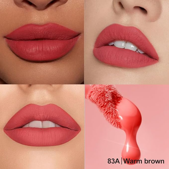 Velvet Matte Lip Stain – Long Lasting Waterproof Liquid Lipstick, Transfer-Proof Lightweight Lip Gloss, Non-Sticky Soft Matte Lip Tint with High Pigment, Smudge-Proof Lip Stain for All-Day Wear #83A