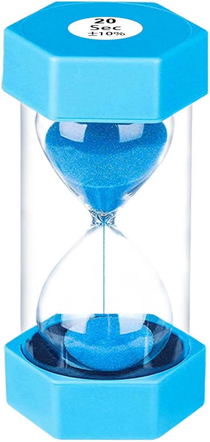 20 Second Sand Timer Hourglass, SuLiao Unbreakable Blue Sandglass 20 Sec, Small Sand Clock 20 Second, Plastic Hour Glass Timer for Kids, Games, Classroom, Kitchen, Decor