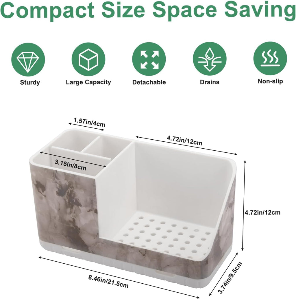 Toothbrush Holders for Bathroom Countertop Organizer, Kids Electric Toothbrush and Toothpaste Holder for Bathroom Organizers and Storage (White Marble Grain)