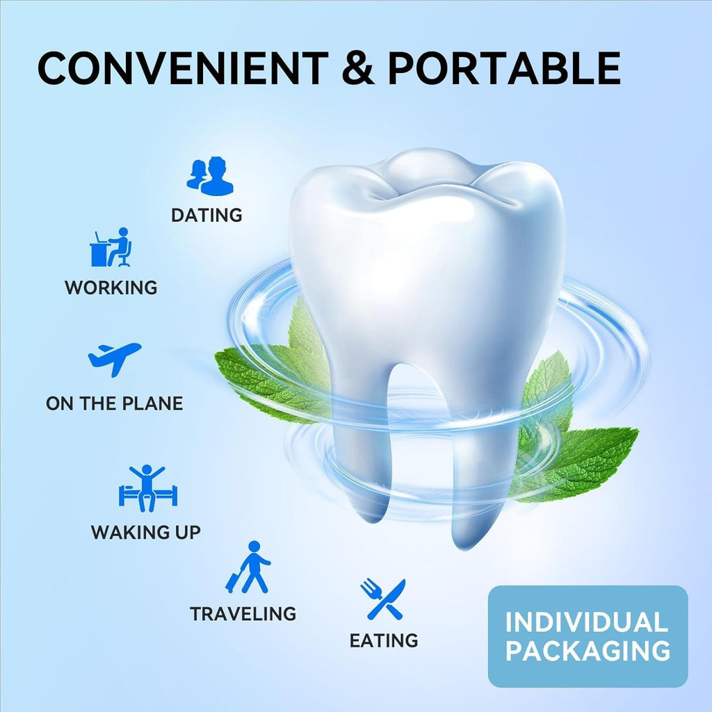 Mouthwash Travel Size Portable Packets to Go, Alcohol & Fluoride Free Fresh Mint MouthwashStrips for Superior Oral Hygiene,30 Individual Disposable Mouthwash Packs(Pack of 30)