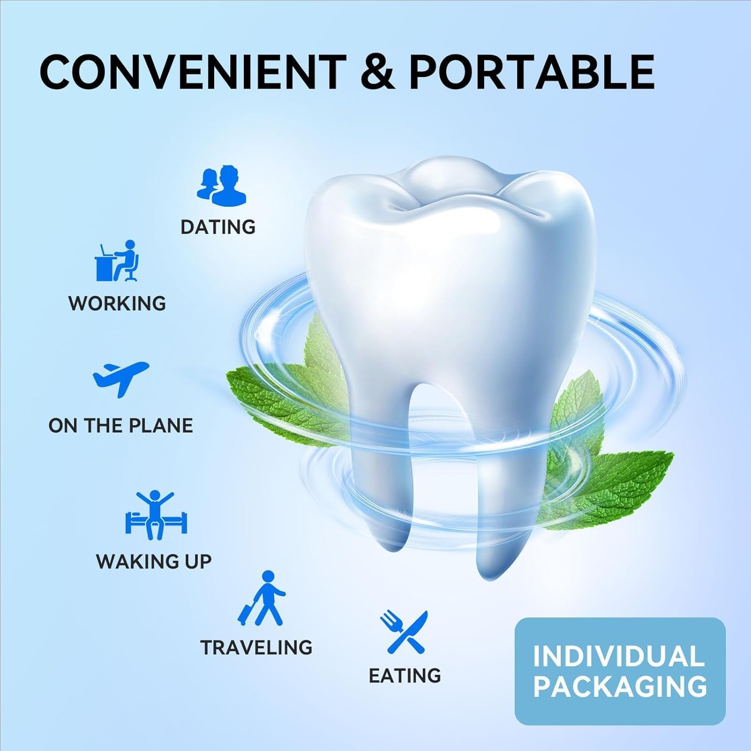 Mouthwash Travel Size Portable Packets to Go, Alcohol & Fluoride Free Fresh Mint MouthwashStrips for Superior Oral Hygiene,30 Individual Disposable Mouthwash Packs(Pack of 30)