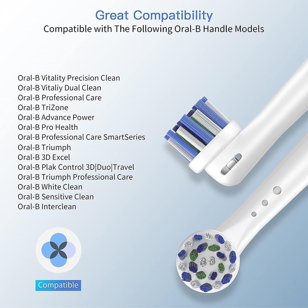 Replacement Toothbrush Heads for Oral B Braun, 16 Pack Electric Toothbrush Heads, Precision Clean Brush Heads Refill Compatible with Oral-B 7000/Pro 1000/9600/5000/3000/8000 (16pack)
