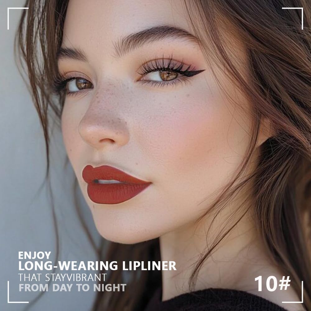 Matte Calligraphy Liquid Lip Liner Lipstick Pencil, Fire Brick Long-Lasting Transfer-Proof Lip Stain, Lightweight Lipstick, Sheer Buildable Color, Fades to a Natural Wash of Colors