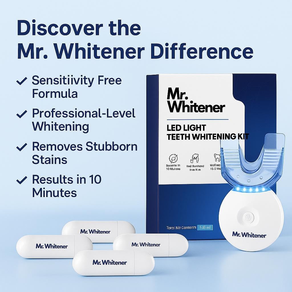 LED Teeth Whitening Kit, Dentists Recommended, Enamel Safe, Professional Pap Tooth Whitener for Sensitive Teeth, Professional 8 Refill Teeth Whitening Gel Pods 33.6ml, Remove Teeth Stains